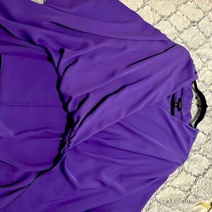 Alfani flare out women’s blouse. Bright eggplant purple, asymmetrical blouse.